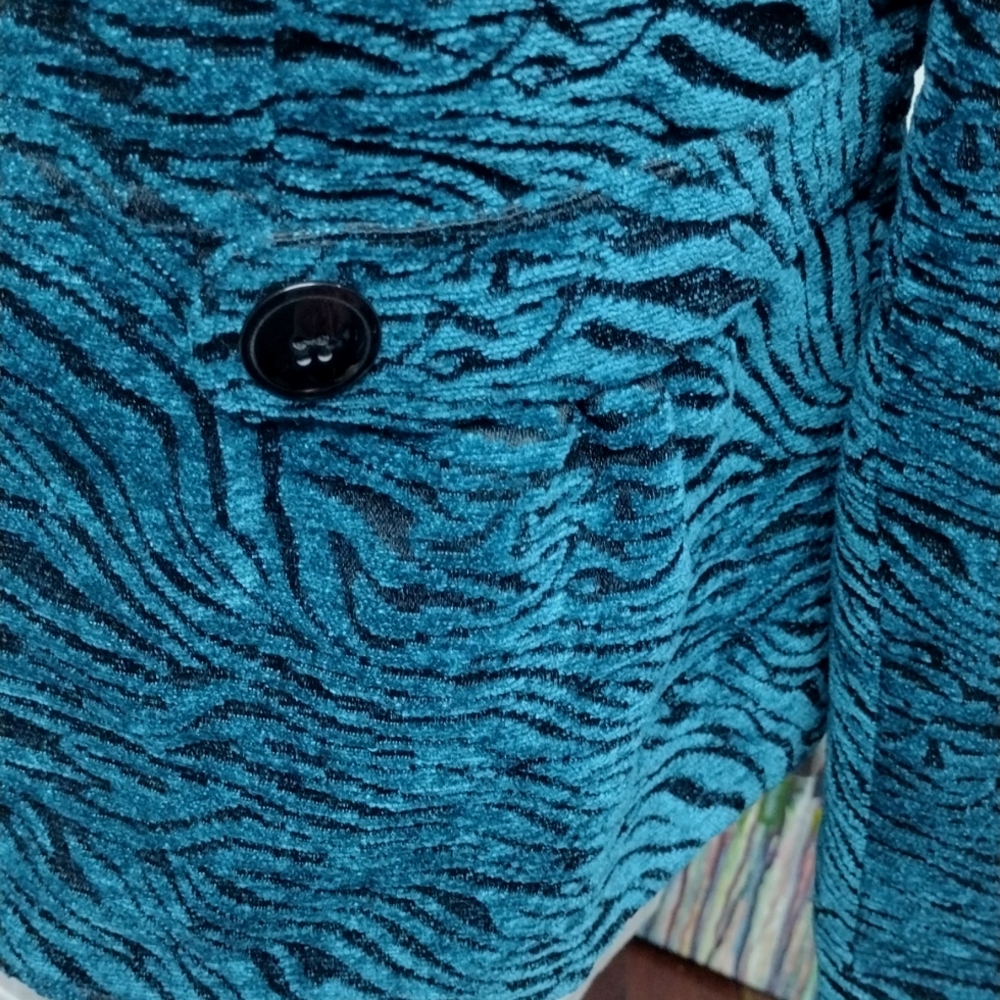 Notation Petite Teal Blazer Abstract Brocade Zebr… - image 6